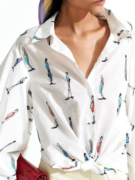 Chemise bouffante brodée