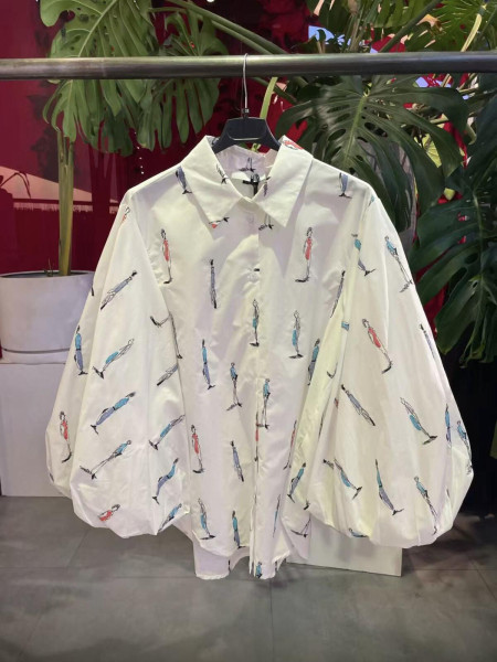 Chemise bouffante brodée