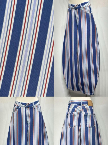 Blue Striped Balloon Jeans