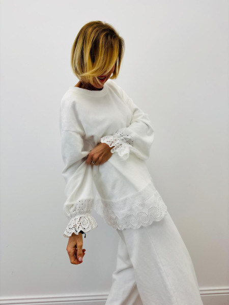 White Fluid Sweatpants