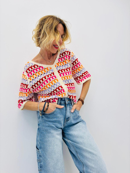 Cardigan Crochet "Pop Art"