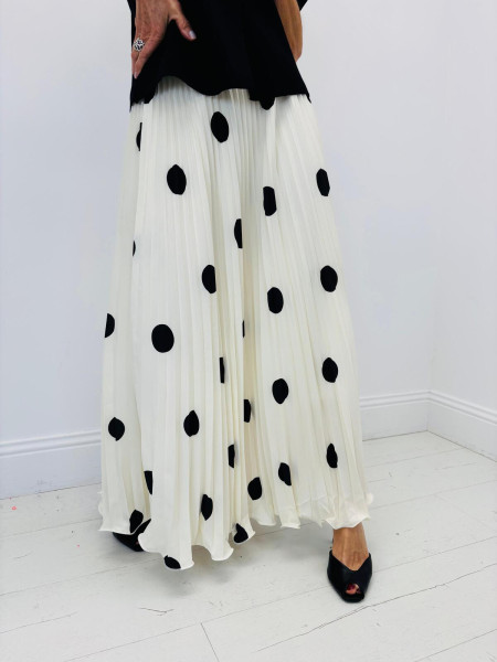 Jupe Longue Plissée à Gros Pois