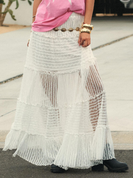 Jupe Longue en Dentelle Blanche