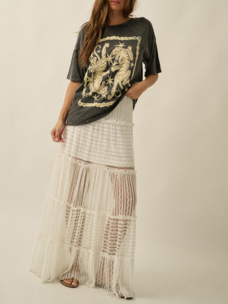 Jupe Longue "Boho" en Dentelle Blanche