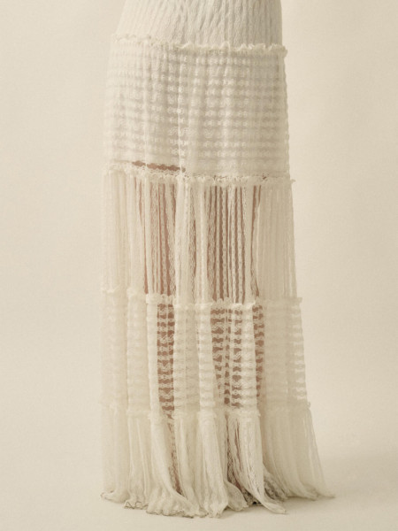 Jupe Longue "Boho" en Dentelle Blanche