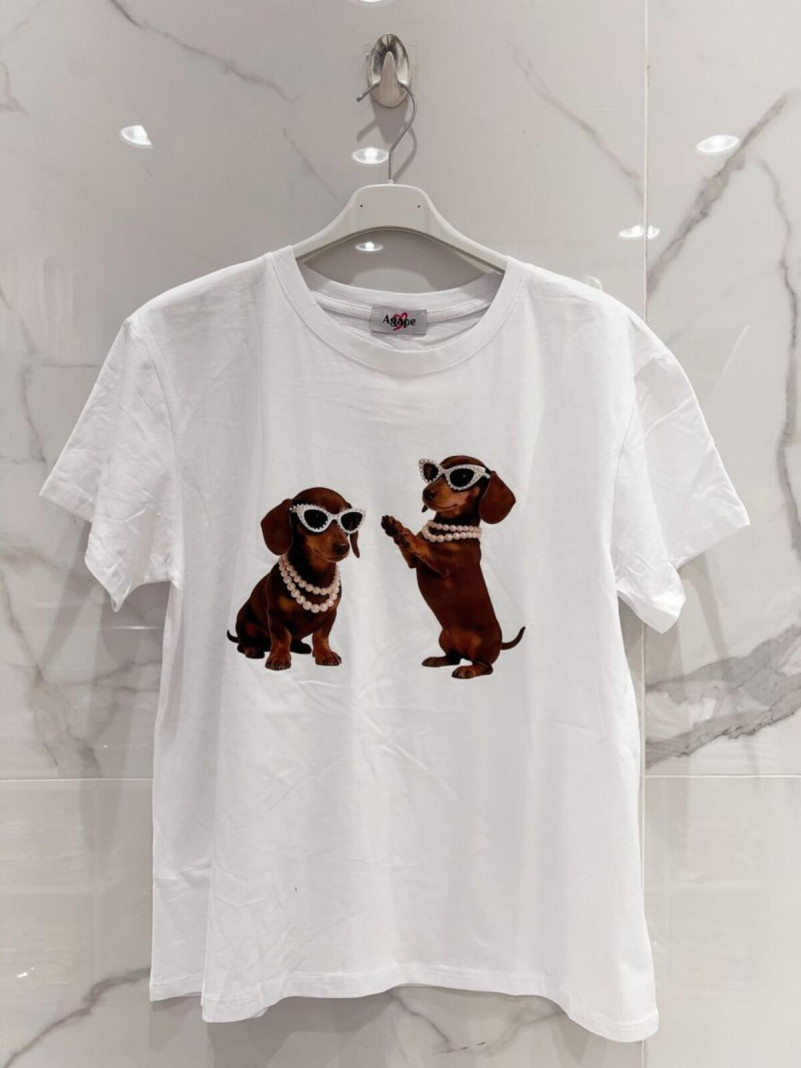 T-shirt Blanc Teckels...
