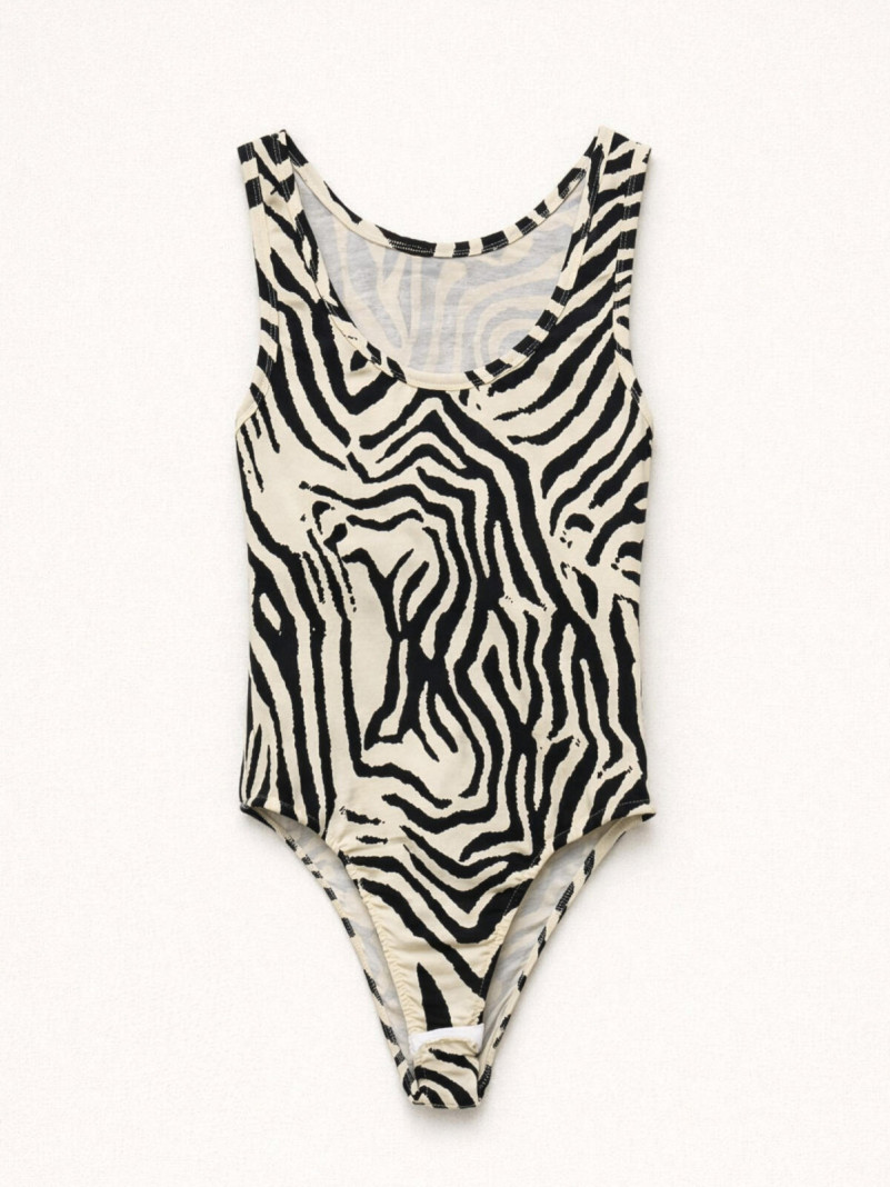 Body Imprimé Zèbre Noir et...