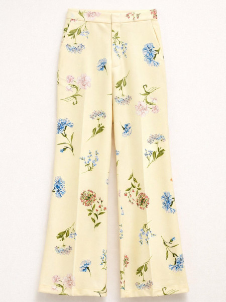 Pantalon Flare Jaune Pastel Fleuri