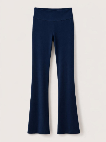Pantalon Flare Bleu Marine Taille Haute