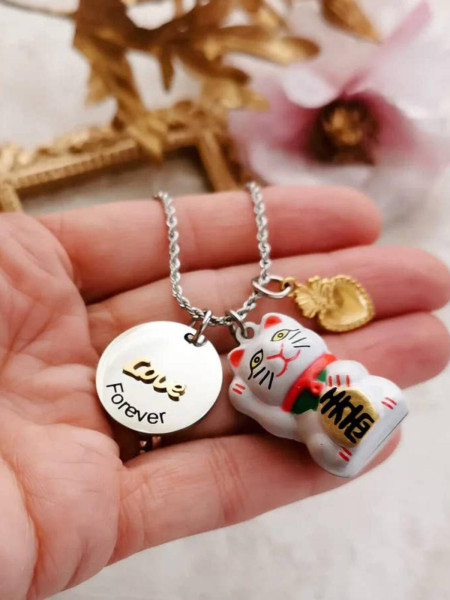 Collier Maneki-Neko & Love