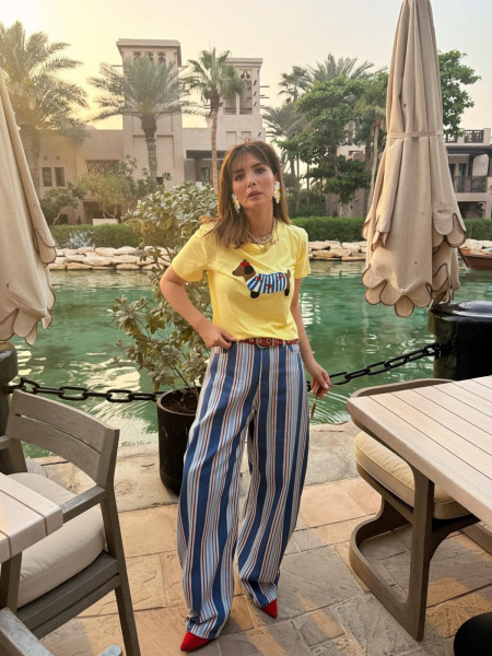 Blue Striped Balloon Jeans