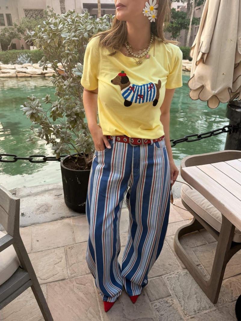 Blue Striped Balloon Jeans