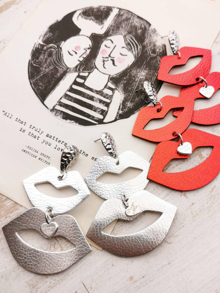 Boucles d'oreilles "Bouche" Cuir Iridescent