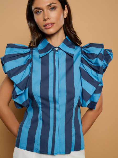 Blouse "Rayures Baléares" à Volants