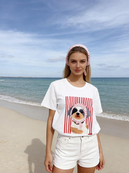 T-Shirt "Chien au Foulard" Pop