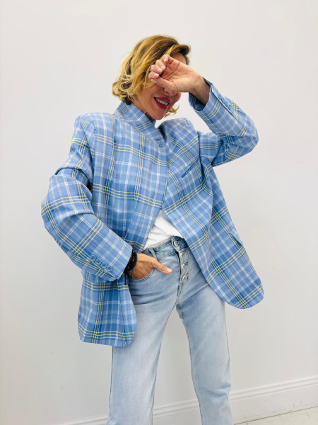 Blazer Oversize "Ciel Écossais"