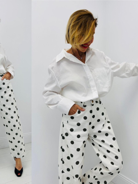 "Graphic Polka Dot" Wide Pants