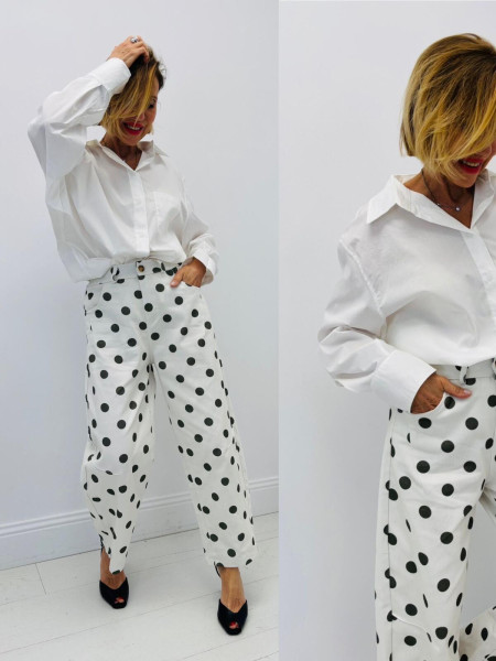 "Graphic Polka Dot" Wide Pants