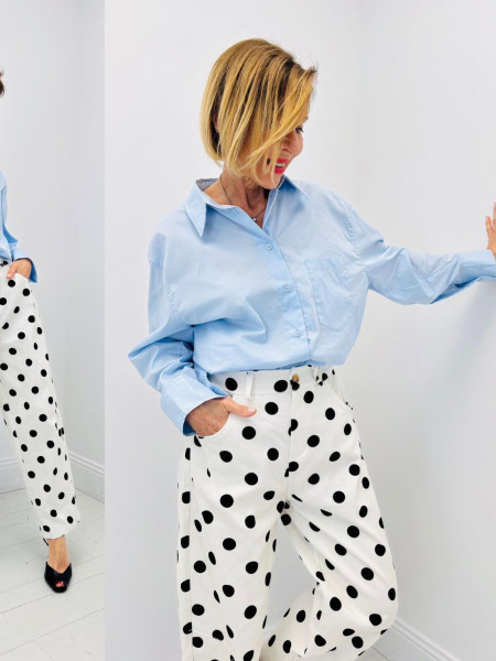 "Graphic Polka Dot" Wide Pants