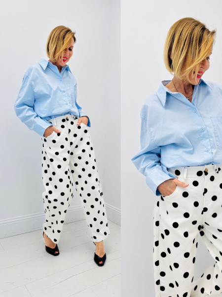 "Graphic Polka Dot" Wide Pants