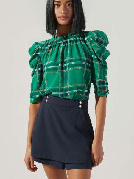 Blouse Verte Émeraude à Volants