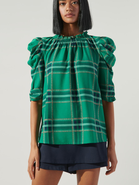 Blouse Verte Émeraude à Volants