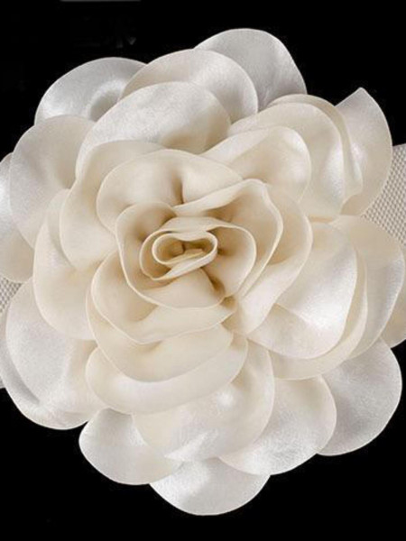 Ceinture Large Élastique Fleur Blanche 3D