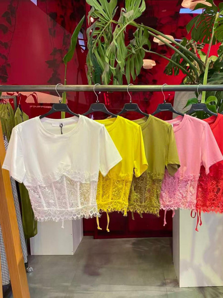 Crop Top "Romance" Finition Dentelle