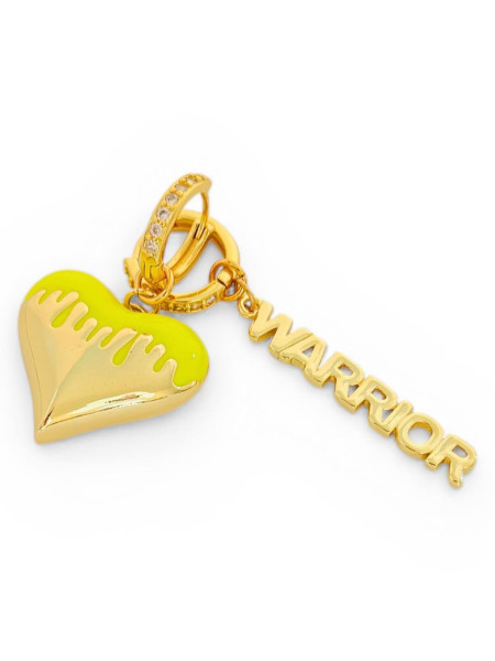 Charm Pendentif Coeur Dripping & Mot "Warrior"