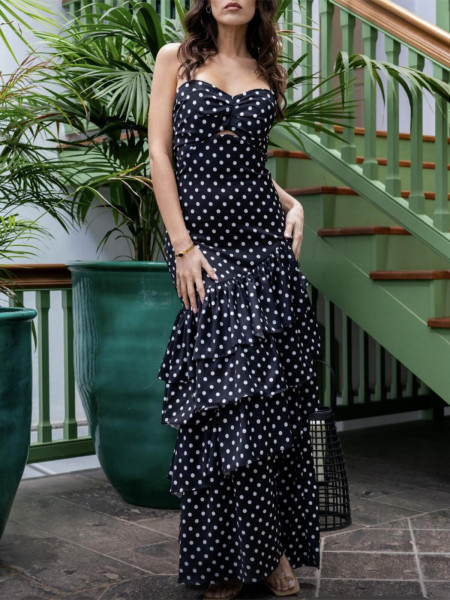 Robe Longue à Pois Rétro