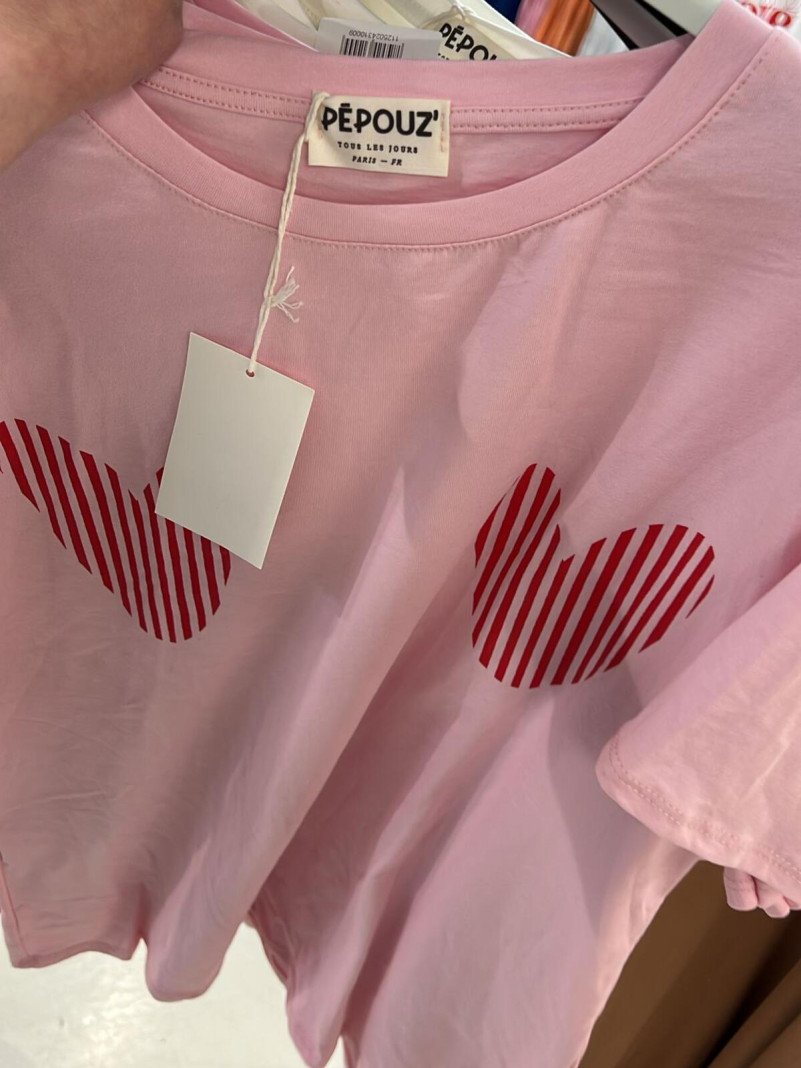 T-shirt Coeurs Rayés