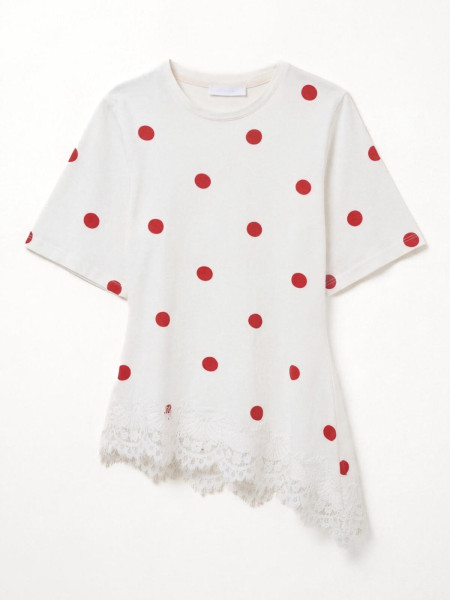 T-shirt Dentelle et Pois