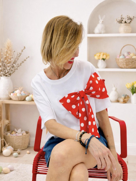 T-shirt avec Nœud Décoratif
