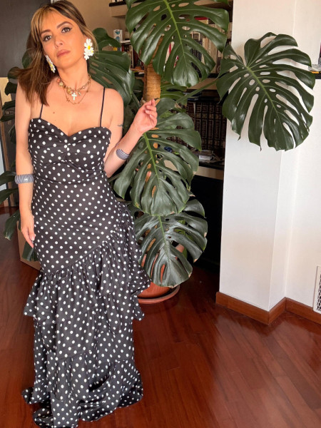 Robe Longue à Pois Rétro