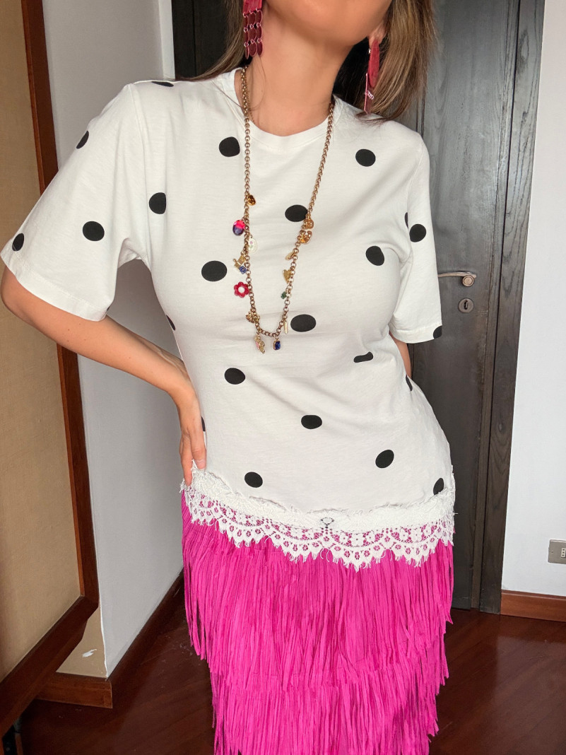 T-shirt Dentelle et Pois