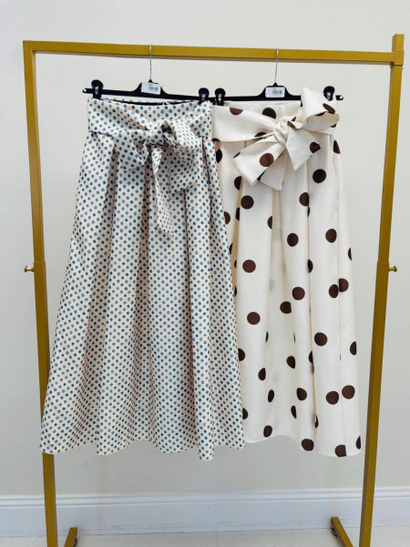 Jupe à Pois avec Noeud Décoratif