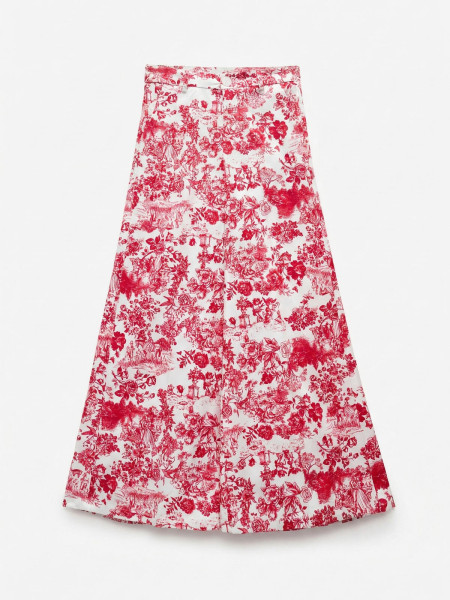 Pantalon Palazzo Imprimé Toile de Jouy Bleu