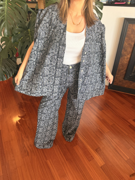 Gilet Sans Manches Col V Imprimé Cachemire