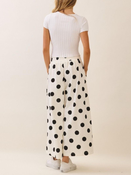 Pantalon Large Fluide à Pois - Taille Élastique