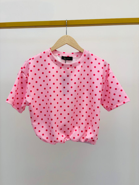 T-shirt à Pois avec Taille Élastiquée