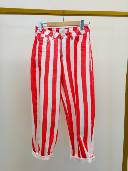 Pantalon rayures Corail