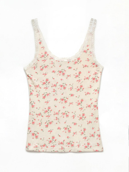 Top Coton et Dentelle Imprimé Fleurs