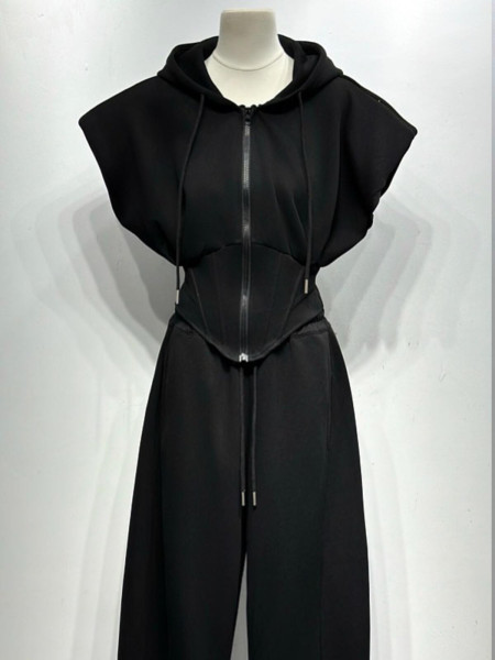 Haut de Pyjama Satiné Noir