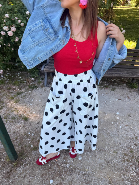 Pantalon Large Pois