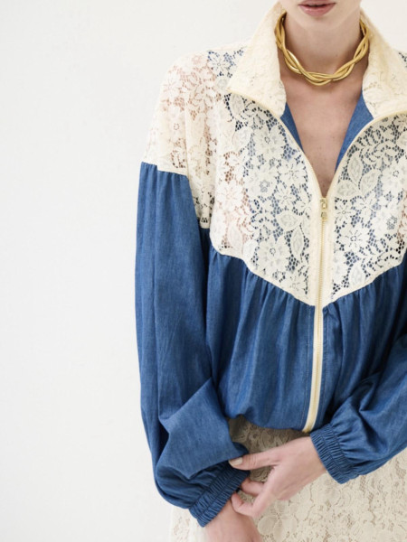 Veste Denim & Macramé