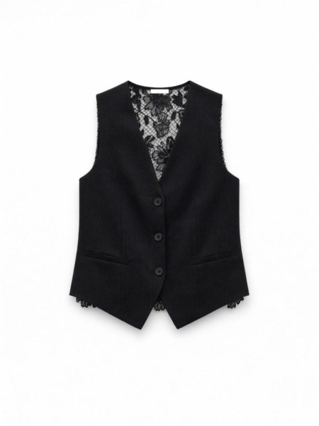 Gilet Noir Maille Fine