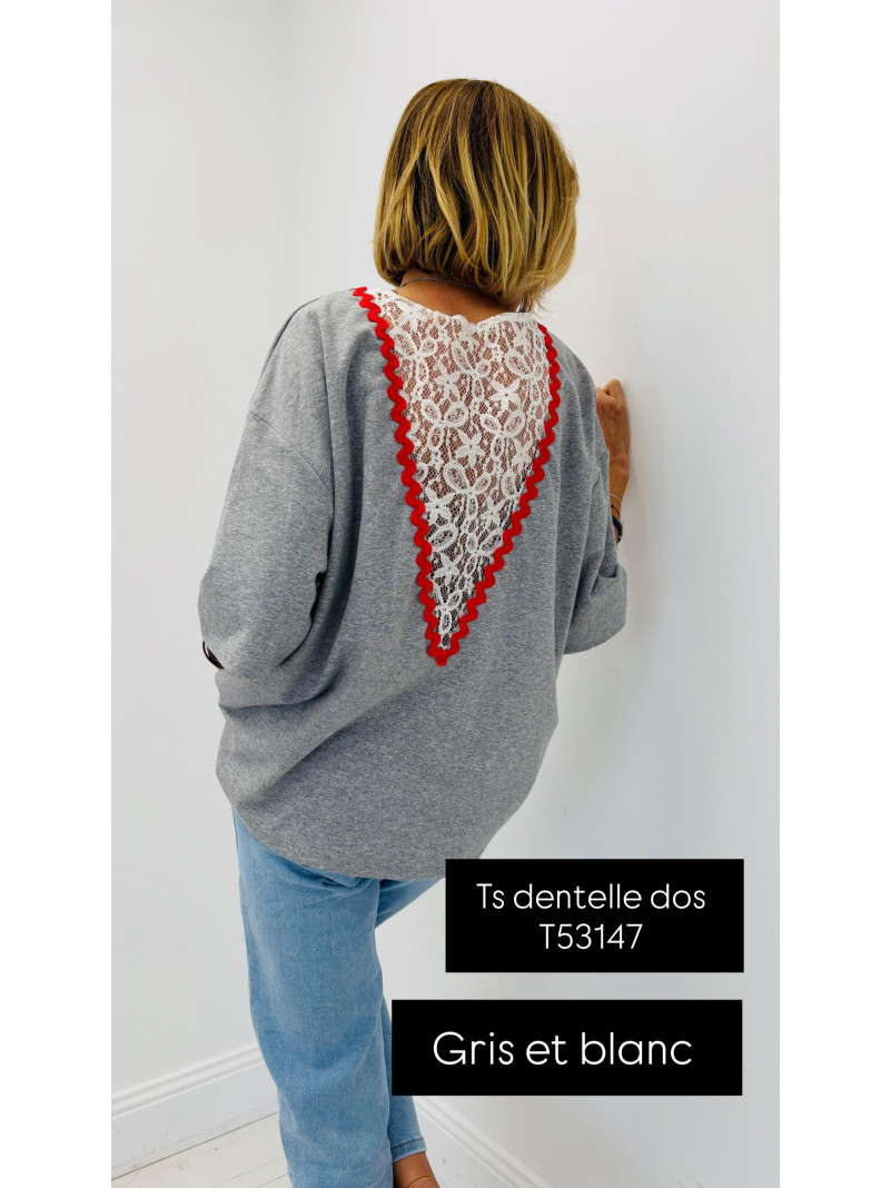 T-shirt Blanc Dos en Dentelle