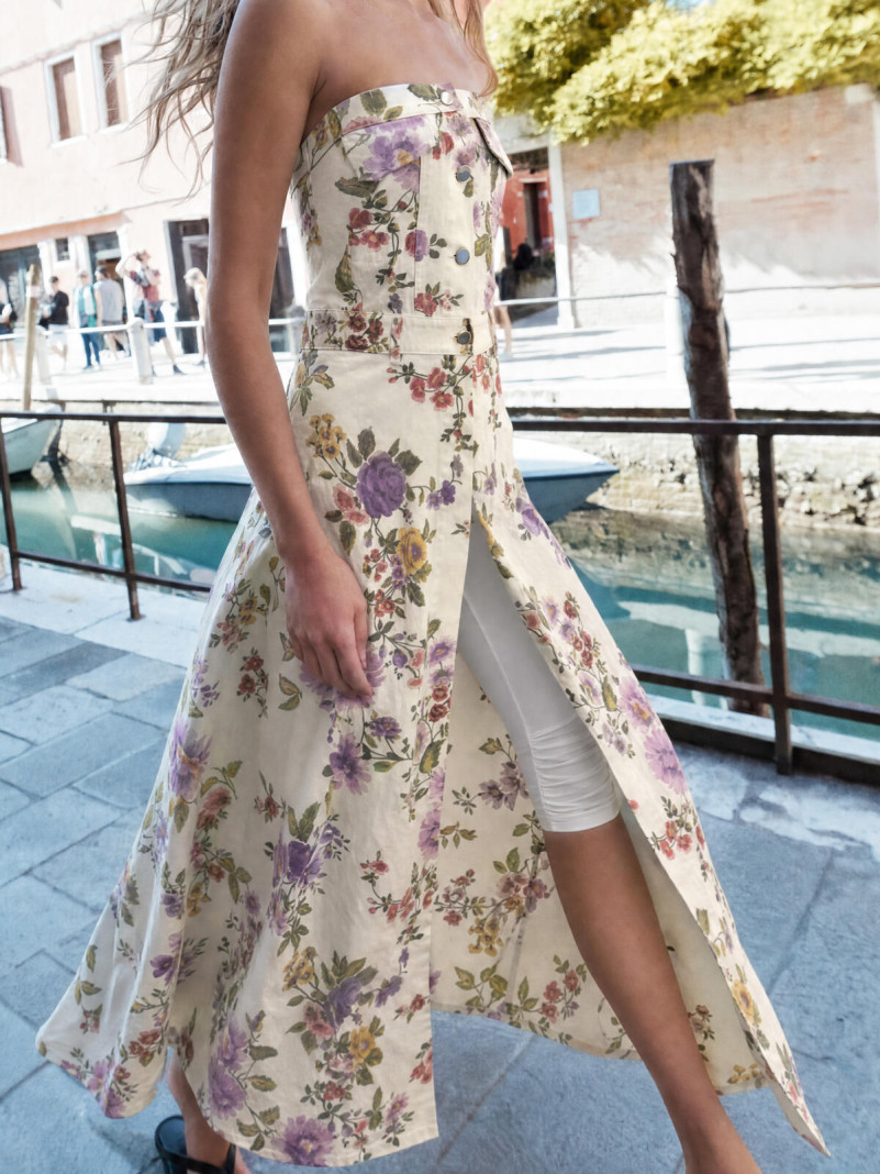 Top long Lilas & fleurs