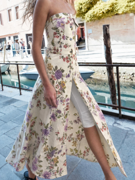 Top long Lilas & fleurs