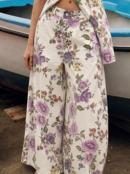 Pantalon à Imprimé Fleuri